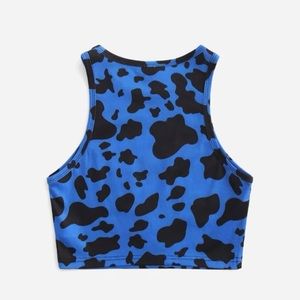Blue Cow Print Cami Top